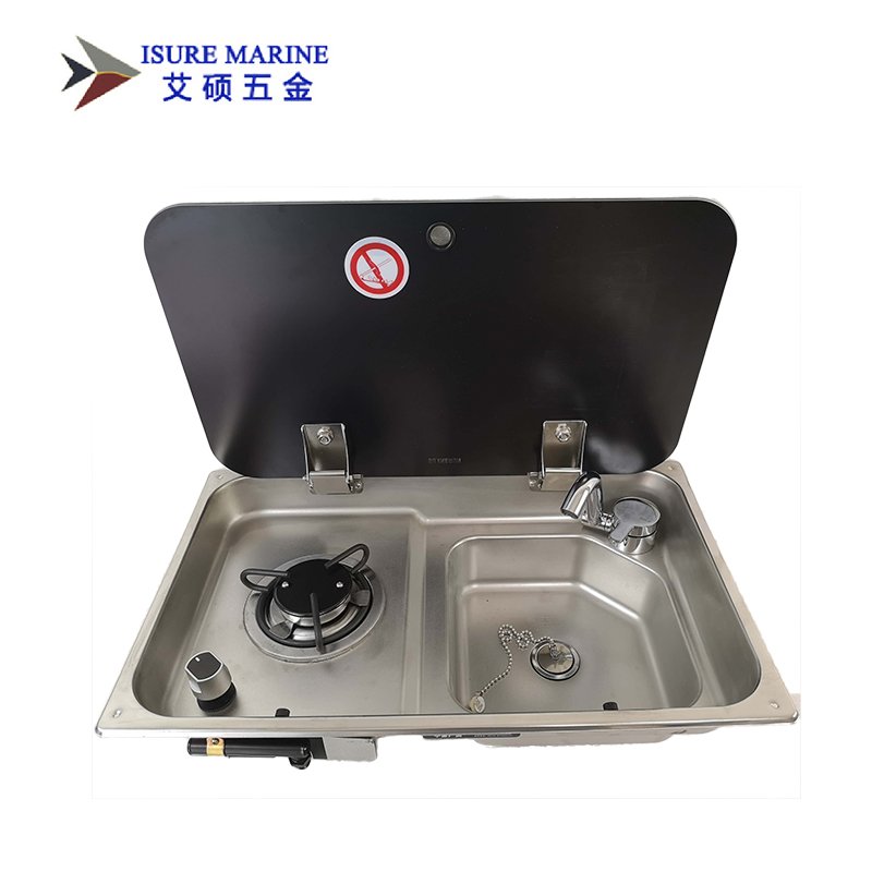 Tempered Glass Cover Stainless Steel Sink Gas Stove RV and Yacht From Isure Marine Made in China